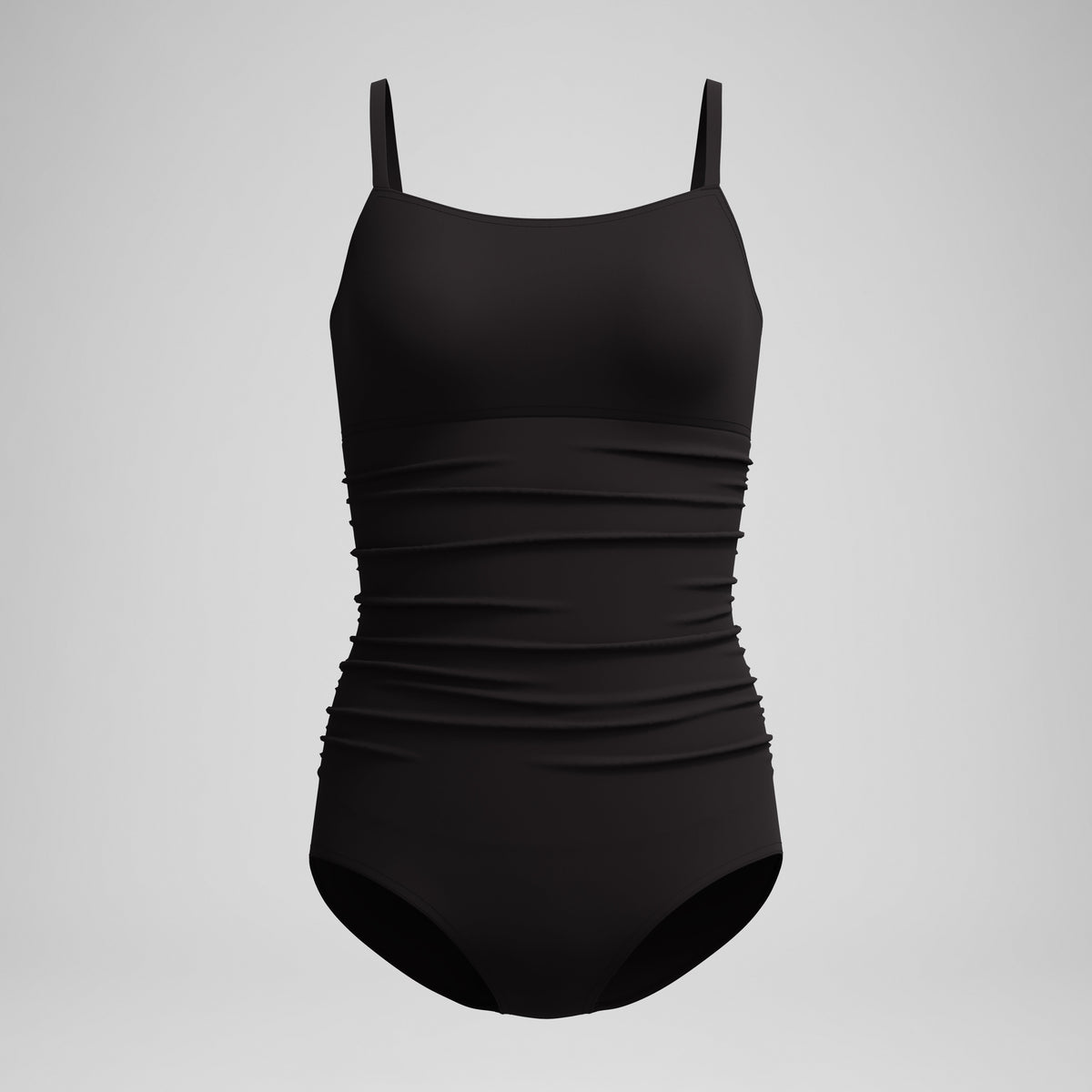 Adjustable Solid Shirred Tank One Piece